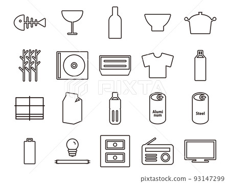 Recycle illustration set A_outline Recycle illustration set A_outline 93147299