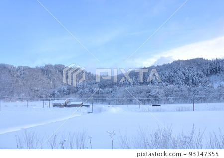 Scenery of the Soya Main Line from Asahikawa Station to Wakkanai Station in Hokkaido in December 2021 93147355