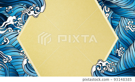 Japanese style frame of waves 93148385