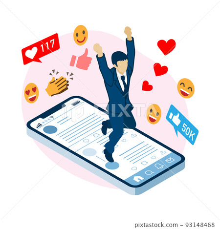 Businessman buzzing on SNS-Isometric projection 93148468