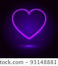 Neon light heart shaped vector 93148881