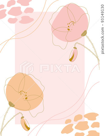 Background with poppies flowers in linear style. Vector illustration. Floral banner template for poster, flyer, invitation. 93149130