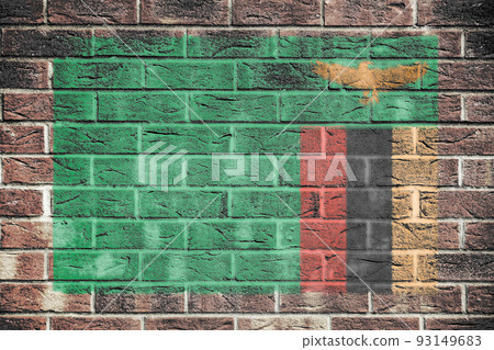 Zambia flag on a brick wall background Zambia flag on a brick wall background 93149683