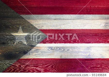 Puerto rico flag on rustic old wood surface background Puerto rico flag on rustic old wood surface background 93149684