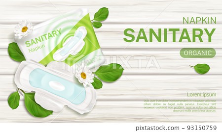 Sanitary napkins package chamomile flower mock up Sanitary napkins package chamomile flower mock up 93150759