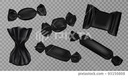 Black candy wrappers set on transparent background 93150808