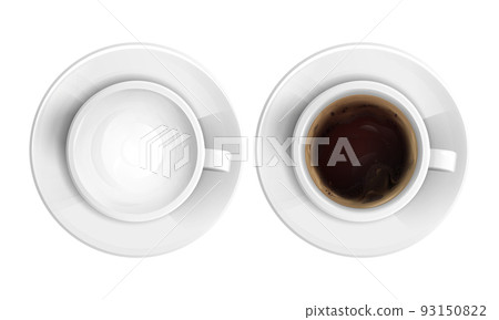 Vector realistic coffee hot chocolate cup top view Vector realistic coffee hot chocolate cup top view 93150822
