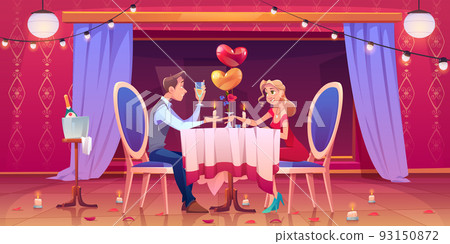 man woman couple romantic dinner in restaurant man woman couple romantic dinner in restaurant 93150872