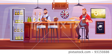 Man in beer bar sit on high stool at wooden desk Man in beer bar sit on high stool at wooden desk 93150886