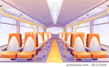 Vector empty bus interior with orange seats Vector empty bus interior with orange seats 93151056