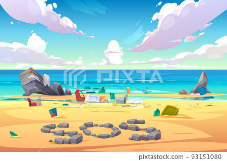 polluted seaside covered with plastic r garbage polluted seaside covered with plastic r garbage 93151080