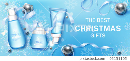 Winter cosmetic christmas gifts mock up banner 93151105