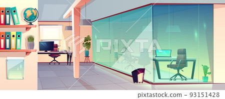 Vector office, workplace with transparent glass wall Vector office, workplace with transparent glass wall 93151428