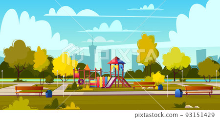 Vector background of cartoon playground in park 93151429