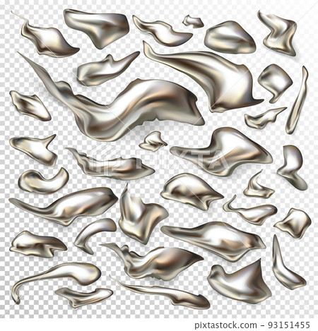 Liquid silver metal drops realistic vector set Liquid silver metal drops realistic vector set 93151455