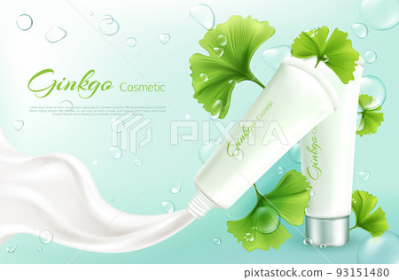 Vector cosmetic with ginkgo biloba, green leaves 93151480