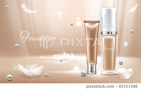Vector 3d realistic concealer with pearls, feathers Vector 3d realistic concealer with pearls, feathers 93151486