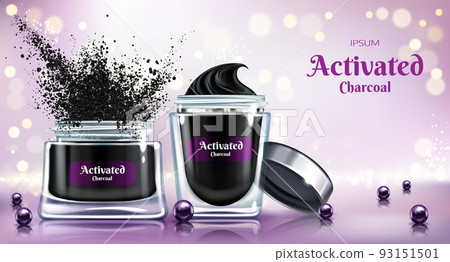 Face cream with activated charcoal vector banner 93151501