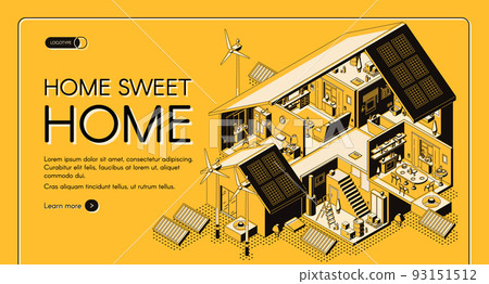 Energy self-sufficient house vector web banner Energy self-sufficient house vector web banner 93151512