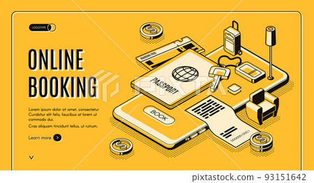Online booking service isometric vector website Online booking service isometric vector website 93151642