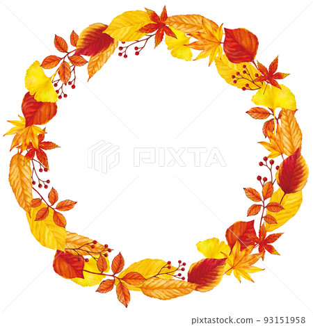 Bright autumn leaves wreath frame Bright autumn leaves wreath frame 93151958