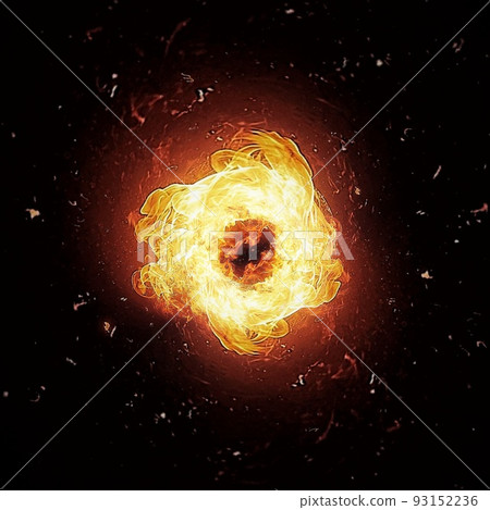 Illustration of a fireball that illuminates the darkness 93152236