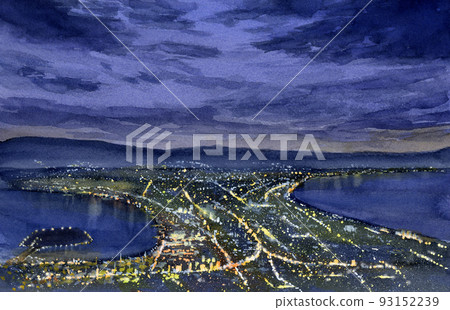 函館夜景水彩畫 93152239