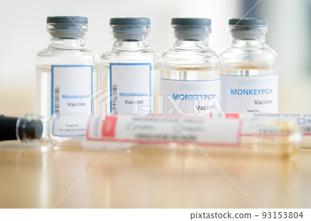 Vaccine vial for Monkeypox and antigen blood test tube. 93153804