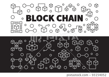 Block Chain cryptocurrency vector outline banners 93154052