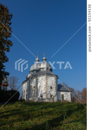 old stone church in Zbarazh Ukraine in sunny autumn day weather old stone church in Zbarazh Ukraine in sunny autumn day weather 93154336
