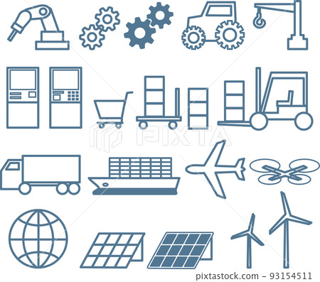 Simple icon set related to industry and logistics 93154511