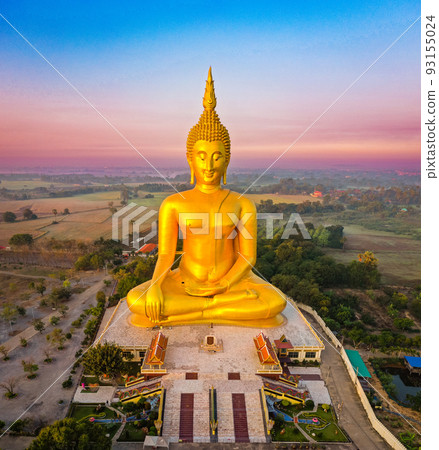 Big Buddha during sunset at Wat Muang in Ang Thong, Thailand 93155024