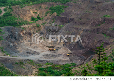 small quarry with mining machinery in mountainous area small quarry with mining machinery in mountainous area 93155084
