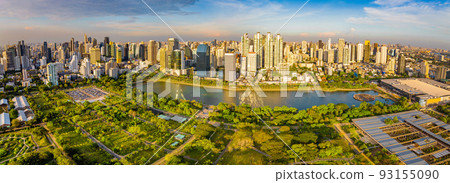 Benjakitti Park or Benchakitti forest park new design walkway in central Bangkok, Thailand 93155090