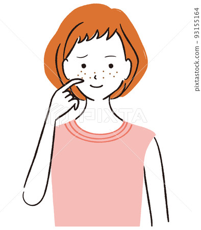 線條畫彩色插圖污漬和雀斑夏季皮膚疲勞 93155164