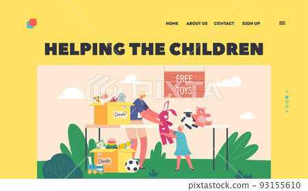 Help to Kids Charity Landing Page Template. Woman Giving Toy to Orphan Girl, Donation of Goods for Poor Children Help to Kids Charity Landing Page Template. Woman Giving Toy to Orphan Girl, Donation of Goods for Poor Children 93155610