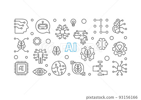 AI concept vector outline horizontal illustration or banner AI concept vector outline horizontal illustration or banner 93156166