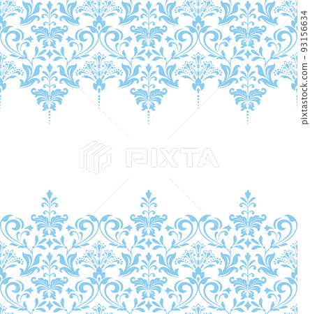 Wallpaper in the style of Baroque. Seamless vector background. White and blue floral ornament. Graphic pattern for fabric, wallpaper, packaging. Ornate Damask flower ornament Wallpaper in the style of Baroque. Seamless vector background. White and blue floral ornament. Graphic pattern for fabric, wallpaper, packaging. Ornate Damask flower ornament 93156634