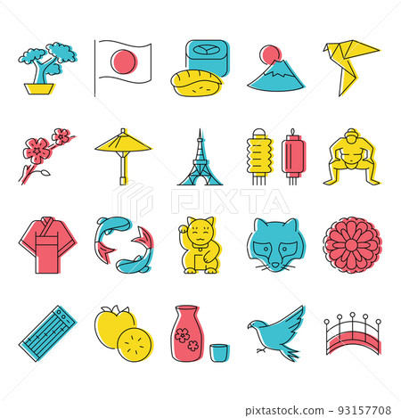 Japan icon set in line style 93157708