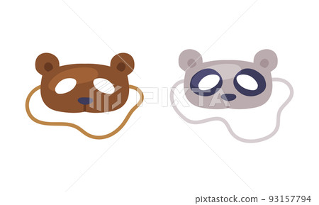 Carnival photo booth party objects set. Bear masks cartoon vector illustration Carnival photo booth party objects set. Bear masks cartoon vector illustration 93157794