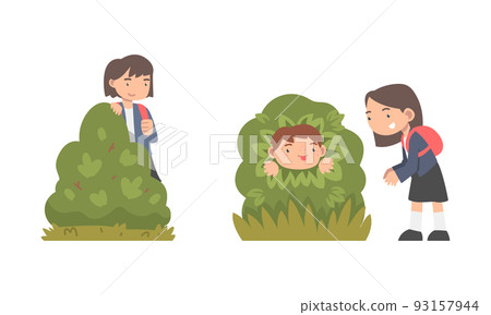 Students in uniform playing in school backyard set cartoon vector illustration Students in uniform playing in school backyard set cartoon vector illustration 93157944