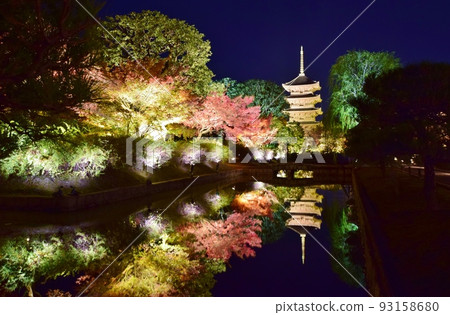 秋天的京都東寺紅葉燈火通明 秋天的京都東寺紅葉燈火通明 93158680