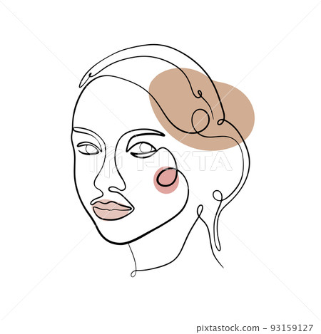 One line face. Linear sketch woman face. Female portrait vector hand drawn illustration outline. One line face. Linear sketch woman face. Female portrait vector hand drawn illustration outline. 93159127
