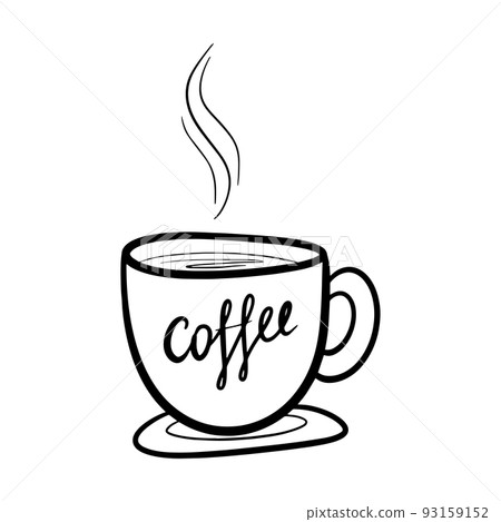Cute hot coffee cup. vector doodle hand drawn line illustration. Doodle style Cute hot coffee cup. vector doodle hand drawn line illustration. Doodle style 93159152