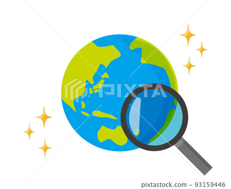 地球和放大鏡放大鏡圖標的矢量圖解 地球和放大鏡放大鏡圖標的矢量圖解 93159446