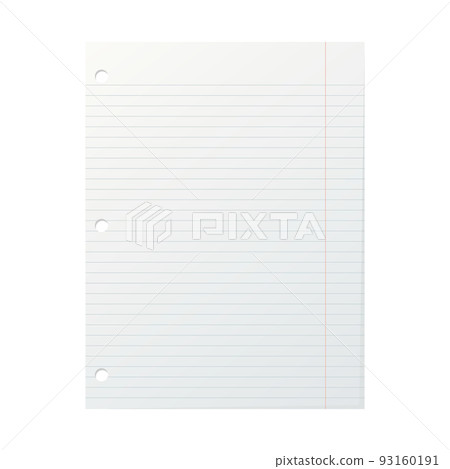 Template of a blank sheet of paper from a striped school notebook. Vector illustration. 93160191