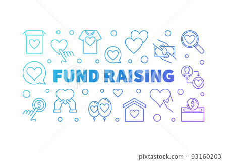 Fund Raising outline colorful banner - vector illustration 93160203