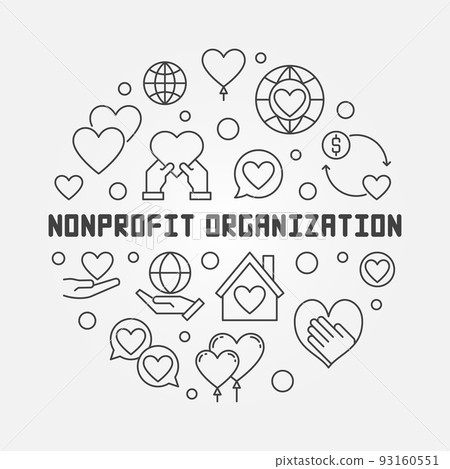 Nonprofit organization round vector outline illustration Nonprofit organization round vector outline illustration 93160551