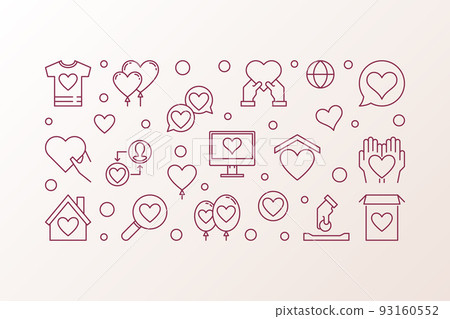 Charity and Donation vector outline illustration Charity and Donation vector outline illustration 93160552