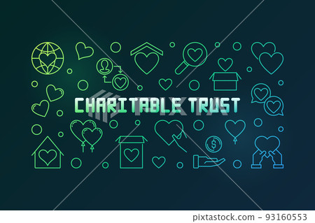 Charitable trust vector colored line horizontal illustration 93160553